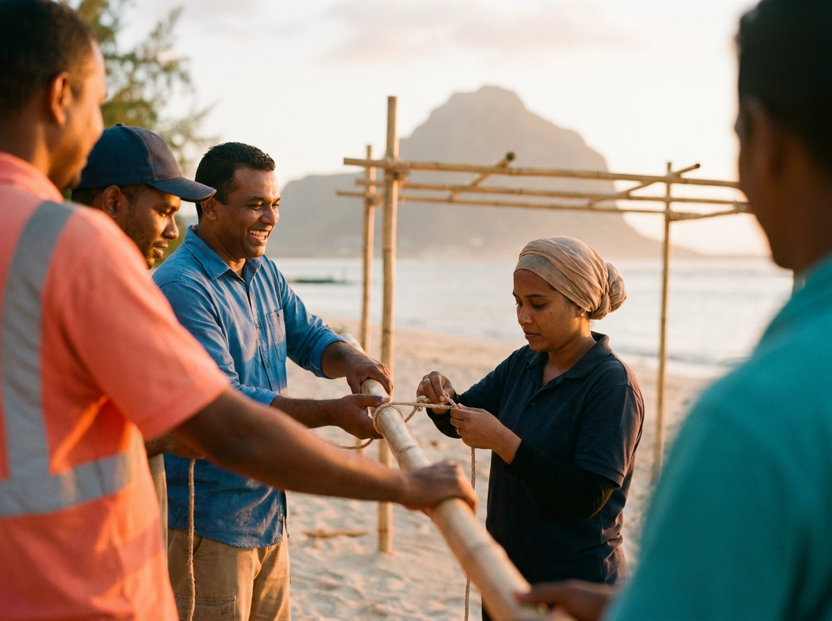 Team building on the beach