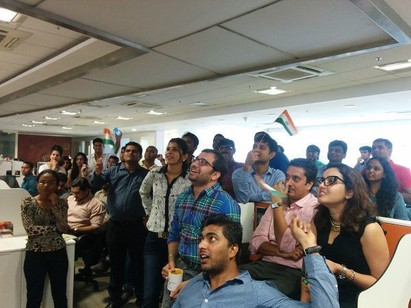 watching world cup in office