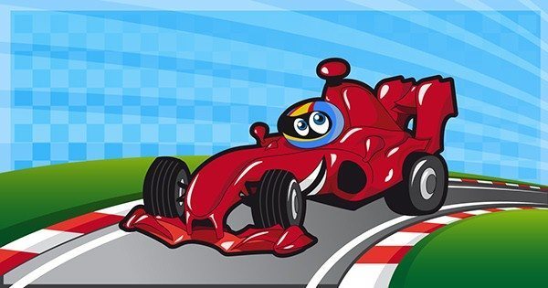cartoon of a racing car